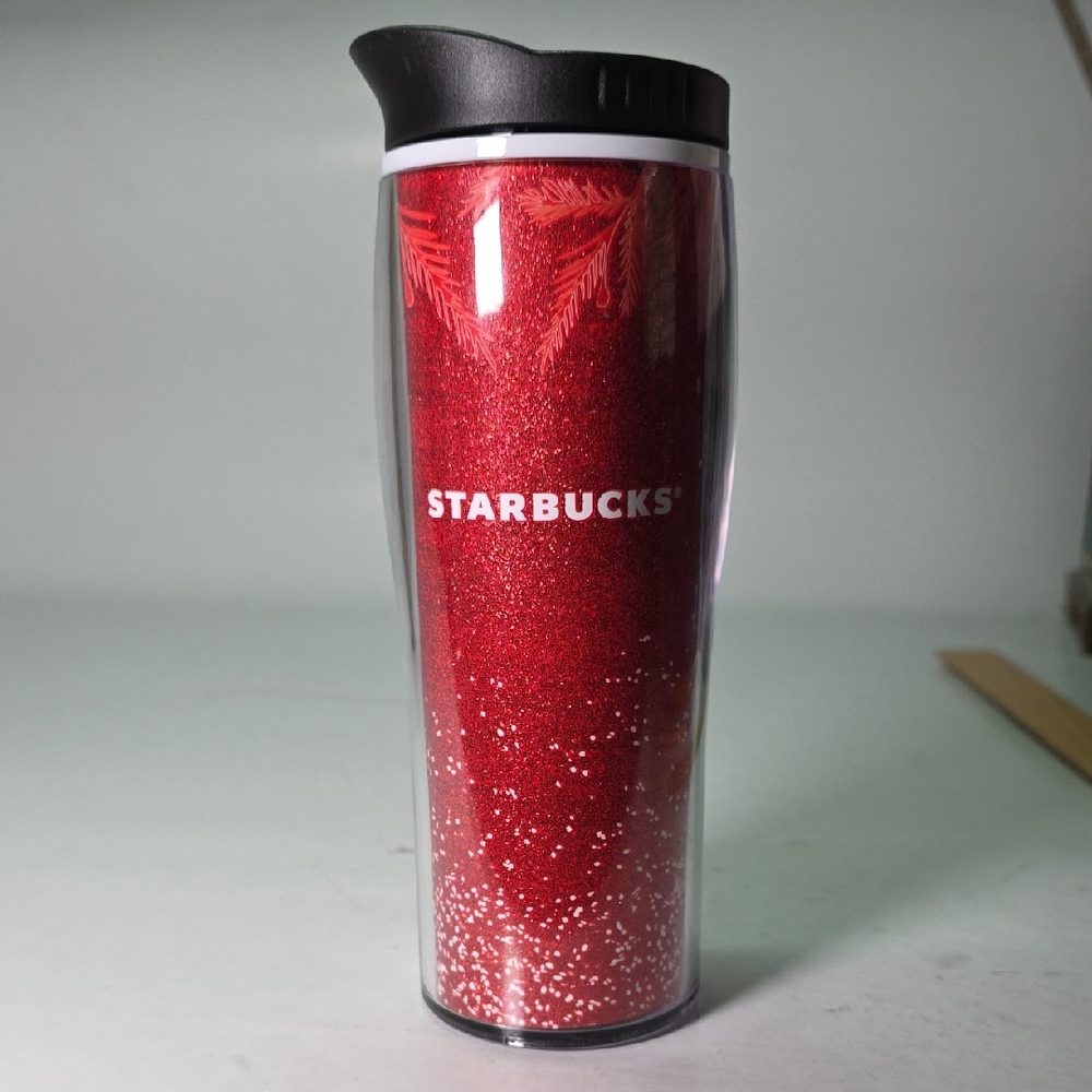 Starbucks Holiday Limited Edition Red Cascading Glitter Tumbler 16 oz